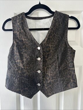 Leopard Print Brown Women's Vest Tank Top